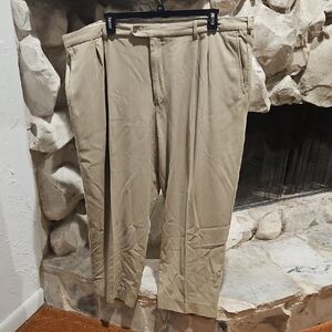 Tommy Bahama 48 x 32 Tan Pleated Silk-Cotton Pants